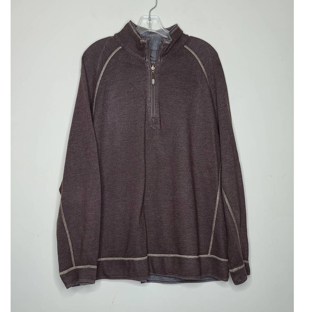 Tommy Bahama brown 1/4 zip long sleeve pullover - xl